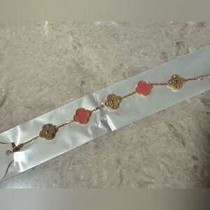 Elegant Gold and Pink Flower Bracelet